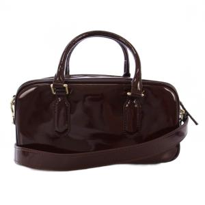 SNIDEL 25AW ミニボストン ショルダーバッグ 2WAY エナメル 茶 SWGB254631 /BM