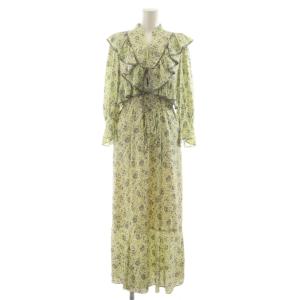 24SS ボレロライクフリルプリントワンピース ロング 1 黄色 イエロー グレー 花柄 フリル SWFO241049