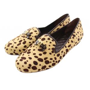 パンプス ハラコ フラットシューズ チーター柄 7.5M ベージュ ブラウン アニマル柄 /YM