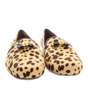TORY BURCH パンプス ハラコ フラットシューズ チーター柄 7.5M ベージュ ブラウン アニマル柄 /YM