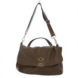 postina ミディアム メッセンジャーバッグ ショルダーバッグ レザー 茶 /BM