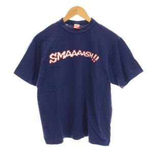 Tシャツ カットソー プリント 半袖 M 紺 ネイビー /YM