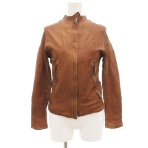 カウレザージャケット ライダース シングル XXS 茶 ブラウン /JS