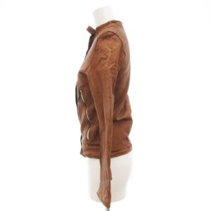 sisii カウレザージャケット ライダース シングル XXS 茶 ブラウン /JS