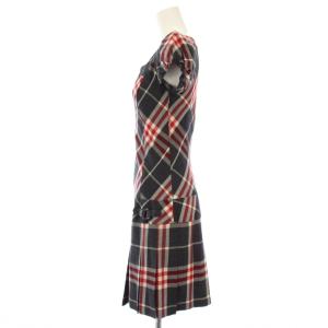 BURBERRY BLUE LABEL ワンピース 半袖 ひざ丈 チェック柄 36 赤 黒 FMF47-680-07 /TK
