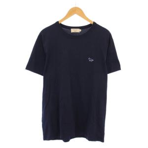 Tシャツ 半袖 クルーネック ワッペン ワンポイント ストレッチ L 紺 ネイビー GM00117KJ0008