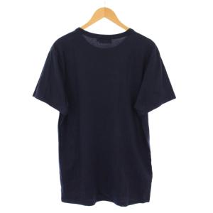 Maison Kitsuné Tシャツ 半袖 クルーネック ワッペン ワンポイント ストレッチ L 紺 ネイビー GM00117KJ0008