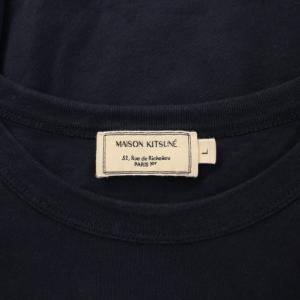 Maison Kitsuné Tシャツ 半袖 クルーネック ワッペン ワンポイント ストレッチ L 紺 ネイビー GM00117KJ0008