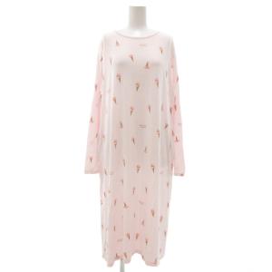 ルームウェア ナイトウェア パジャマ ワンピース ロング丈 長袖 アイス柄 F ピンク /NU