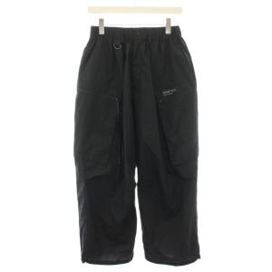 ナイロンテックポケットドローコードパラシュートパンツ イージーパンツ ジップフライ S 黒 ブラック opa240578