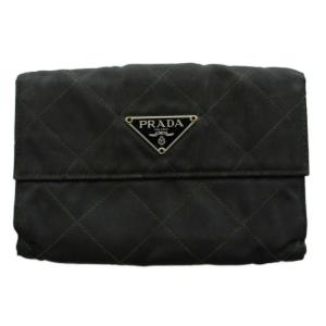 二つ折り財布 小銭入れあり 黒 ブラック 三角ロゴ キルティング /AJ