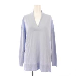 23AW ニット セーター 長袖 Vネック 無地 ウール ストレッチ 38 水色 ライトブルー /BB