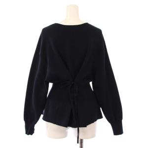 DES PRES ニット 長袖 クルーネック ストレッチ ペプラム ストレッチ ウール混 S 紺 ネイビー /BB