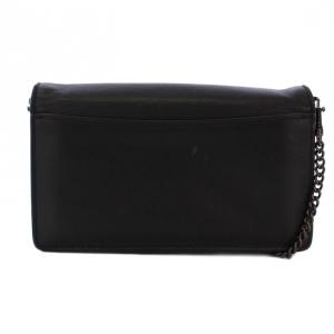 COACH メタルティローズ チェーンウォレット ショルダーバッグ レザー 黒 24909 /KH