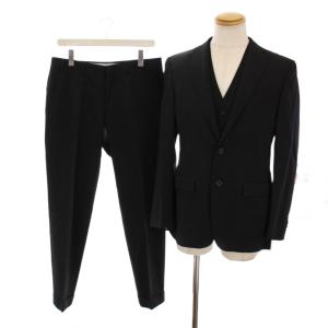 シングルスーツ セットアップ 上下 3点セット テーラードジャケット ストライプ ベスト パンツ 46