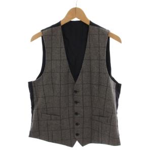 ベスト ウール 前開き Vネック チェック 48 グレー ネイビー IC77008 /YM