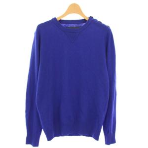ニット セーター 長袖 クルーネック スカルボタン S ネイビー /TK