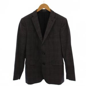 テーラードジャケット 総裏地 シングル 2B グレンチェック ウール 48 グレー /BM