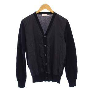 カーディガン 長袖 Vネック ナイロン 切替 M 紺 ネイビー /BB