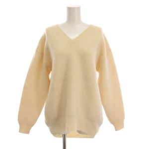Vネックビッグニットプルオーバー セーター 長袖 ウール F オフホワイト 1613-117-3293