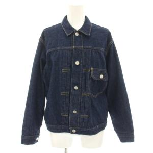 プリーツフロントデニムブラウス デニムジャケット ジージャン Gジャン アウター S 紺 ネイビー 506BB