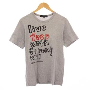 AD2009 Tシャツ カットソー 半袖 クルーネック ロゴ プリント ストレッチ S グレー /BB