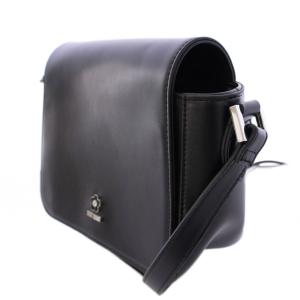 MARY QUANT エポビジューデイジーポイントショルダーバッグ レザー ロゴ 黒 ブラック /BB