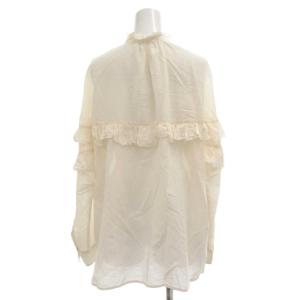 Spick&Span 美品 シャツ ブラウス フリル 長袖 シルク混 F 白 ホワイト スタンドカラー /YJ