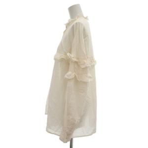 Spick&Span 美品 シャツ ブラウス フリル 長袖 シルク混 F 白 ホワイト スタンドカラー /YJ