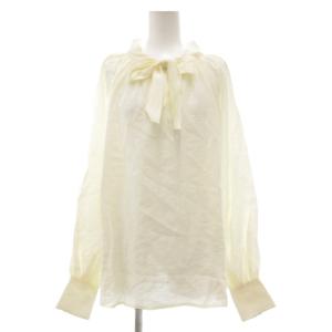シアーボウタイブラウス シャツ 2WAY リネン混 リボン F 白 ホワイト GGZ1051204A0008