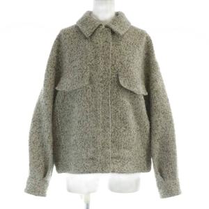 24AW MIXツイード ブルゾン ジャケット ステンカラー S ベージュ グレー 121-4255004