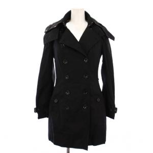 トレンチコート 裏地チェック IT36 ブラック