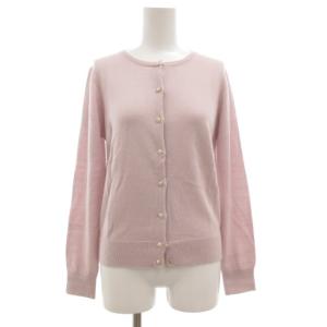 カーディガン ニット 長袖 2 アンゴラ混 フェイクパールボタン 紫 パープル /GV