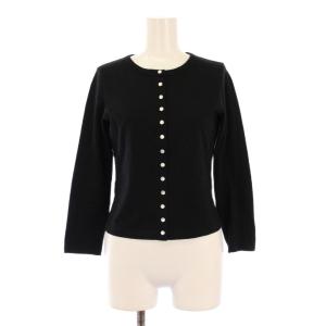 カーディガンプレッション 長袖 クルーネック ストレッチ ショート丈 T1 黒 ブラック ED17J000