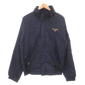 ラルフローレン 90s ナイロンジャケット ブルゾン 中綿 L 紺 ネイビー フード収納 ポケット /YJ