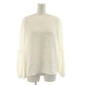 シャツ ブラウス 長袖 プルオーバー 34 白 ホワイト Vネック A326-006 /RR