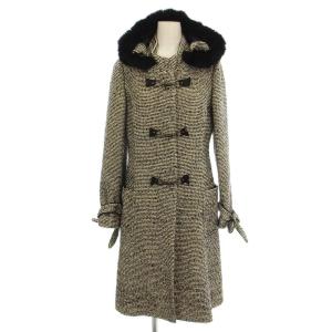 ツイードコート ロング コート フード ラビットファー 0 黒 白 BW0020 /G