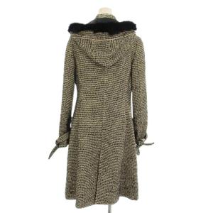 TOCCA ツイードコート ロング コート フード ラビットファー 0 黒 白 BW0020 /G