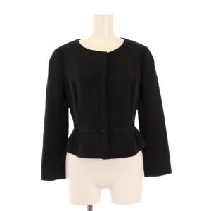 ノーカラージャケット アウター ショート丈 ペプラム 0 黒 ブラック /BB