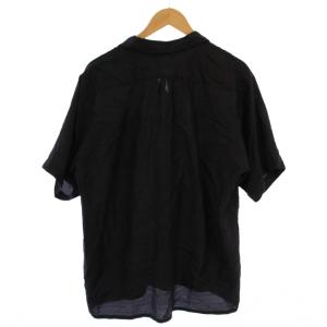 COMOLI 25SS ウールシルク 半袖オープンカラーシャツ 1 ブラック B01-02006