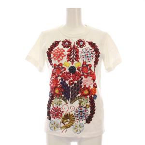 AD2018 コムコム Tシャツ カットソー 半袖 XS 白 ホワイト 花柄 RB-T503 /YM