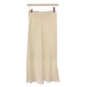23AW ダブルサテンスカート フレア マキシ ロング 無地 ワンカラー 34 白 ホワイト 23060900870330