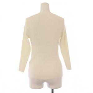 M-Premier リブニット 長袖 ボートネック ストレッチ ワンカラー 36 白 ホワイト /BB