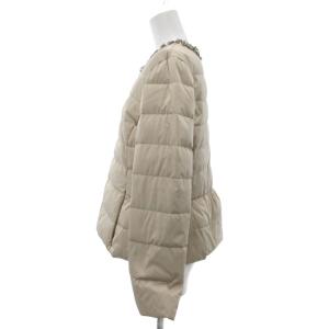 STRAWBERRY-FIELDS 美品 ダウンジャケット ノーカラー ビジュー装飾 ベージュ /YJ