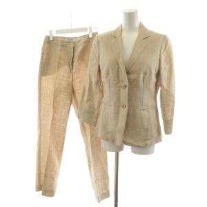 スーツ セットアップ 上下 テーラードジャケット シングル パンツ スラックス 麻 リネン 36 ベージュ