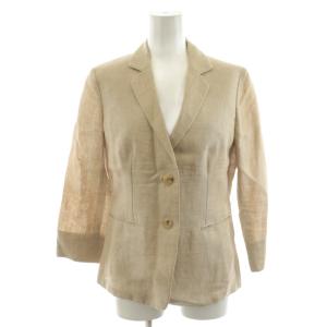 Max Mara スーツ セットアップ 上下 テーラードジャケット シングル パンツ スラックス 麻 リネン 36 ベージュ
