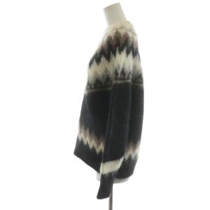 BATONER モヘアノルディッククルーネックニット セーター 長袖 アルパカ混 1 黒 ブラック 白 ホワイト 茶 ブラウン