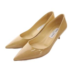 パンプス ポインテッドトゥ エナメル 34.5 ベージュ ヌード 247AZA /YM