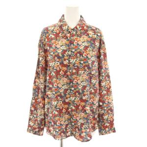 シャツ ブラウス 長袖 花柄 34 赤 レッド 黄 イエロー 青 ブルー 23216-1-75462 /YT