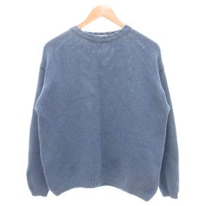 ニット セーター コットン クルーネック 長袖 S 青 ブルー /NU